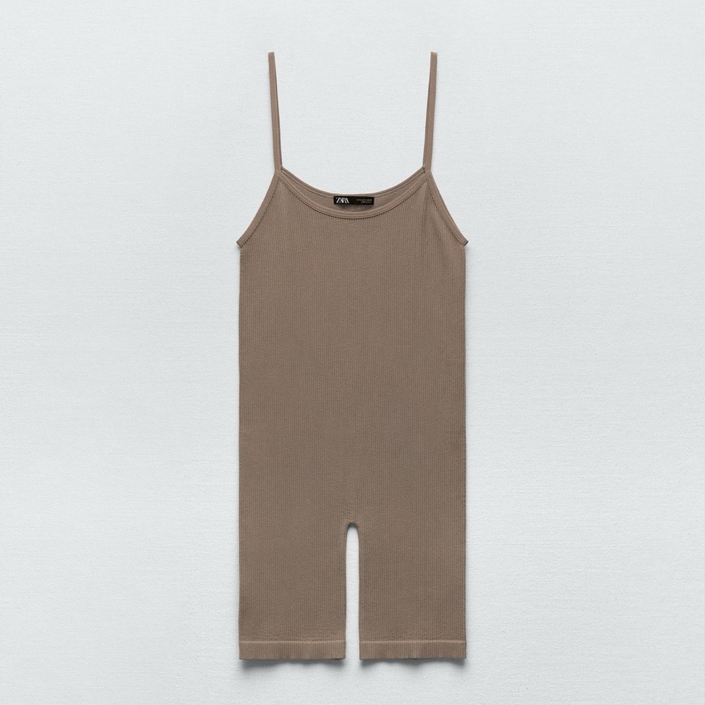 Zara Brown Spaghetti Strap Jumpsuit